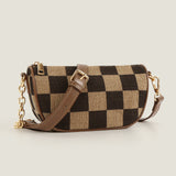 Small Crossbody Bag – Versatile Commute with Checkerboard Canvas, Compact Earphone Bag, Stylish 2-in-1 Chest Bag & Fanny Pack for Everyday Use