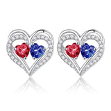 Sterling Silver Birthstone Heart Earrings