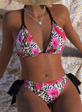 Women's Leopard Print Bikini Set Two Piece Triangle Swimsuit Beach Tie Side Sexy Swimwear