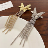 Shiny Rhinestone Butterfly Tassel Hair Claw Luxury Alloy Hair Clip