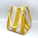 Woven Bucket Bag – Fashion Knit Handbag, Lucky Drawstring Shoulder Purse, Women’s Vacation Tote