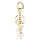 Initial Keychain White/Pink Flower Charms for Key Cute Letter Keyring Bag Charm 26 Letter Flower Cherry Blossom Daisy Keychain