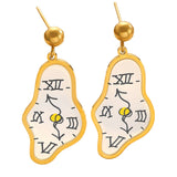 Unique Clock Stud Earrings Minimalist Personality Creative Time Design High-End Earrings
