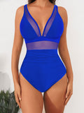 2026 Bikini solid color mesh halter sexy bikini one-piece swimsuit swimsuit
