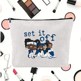 Linen printed cosmetic bag, cosmetic lipstick storage bag, small simple zipper evening clutch bag,