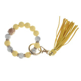 PU Tassel Keychain Women's Bag charm Silicone Beaded Keychain Wristlet Key Ring Bracelet Cute Car Key Chain Holder for Women Girls