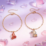 Butterfly Necklace & Bracelet Best Friend BFF Color Zircon Asymmetric Magnetic Jewelry
