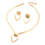 Creative Circle Heart Geometric Pendant Necklace & Earrings Elegant Jewelry Set