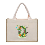 Cotton and linen canvas tote bag, printed letter tote bag, portable light handbag, gift shopping bag