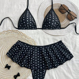 Women's Two-Piece Bikini Leopard Print Patchwork Skirted Triangle Sexy Backless Swimsuit