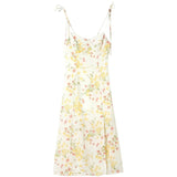 Women's Sexy Tube Top Dress - Sleeveless Sling Dress with Side Split & Shoulder Strap Print Design