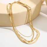5-in-1 Layered Gold Necklace Set - Tarnish-Free 14k Gold Plated Chunky Chain Stack for Women