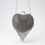 Fringed Rhinestone Bag, Birthday Party purse, Heart Shape Dinner Bag evening Clutch Purse Party, Prom Bag