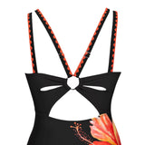 Women's Floral Print Tight Backless Push Up Sexy One Piece Swimsuit