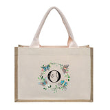 Cotton and linen canvas tote bag, printed letter tote bag, portable light handbag, gift shopping bag