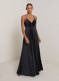 Pleated Tie-Strap Slip Dress
