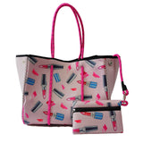 Neoprene Perforated Tote Set – Mother-Child Beach Bag, Water-Resistant Gym & Swim Duffle