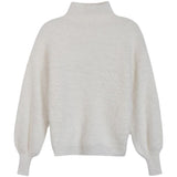 High-Neck Faux Fur Knit Sweater