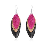 Bohemian Geometric Drop Earrings - Lightweight Feather, Leaf & Multi-Color Fringe Triple Tassel Dangles