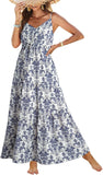 Summer Dress Casual Women's Bohemian Sleeveless Print Long Layered Long Dress Beach Dress