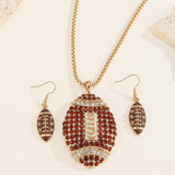 Rhinestone Football Rugby Earrings - Sparkling Sports Fan Dangle Earrings for Women Game Day Party