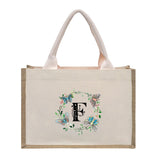 Cotton and linen canvas tote bag, printed letter tote bag, portable light handbag, gift shopping bag