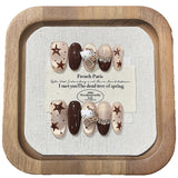 Hand-painted brown coffee star polka dots flash cat's eye handmade armor