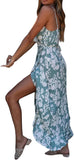 Sexy Floral Print Suspender Skirt Dress - Women's V-Neck Ruffled Reformation