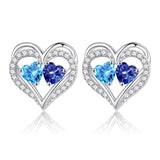 Sterling Silver Birthstone Heart Earrings