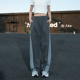 Unisex Striped Trim Wide Leg Sweatpants new