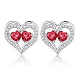 Sterling Silver Birthstone Heart Earrings