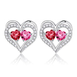 Sterling Silver Birthstone Heart Earrings