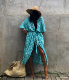 Cotton Leaf Print Beach Cover-Up ¨C Sexy Cardigan Style Vacation Sun Protection Dress