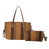 Canvas Striped Letter Print Tote – Large Shoulder & Crossbody Bag, Trendy Versatile Shopper