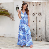 Summer Sexy Fashion Bohemian Print V-Neck Suspender Dress