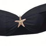 Starfish Three Piece Split Swimsuit Women's Bikini with Long Skirt