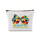 Linen printed cosmetic bag, cosmetic lipstick storage bag, small simple zipper evening clutch bag,
