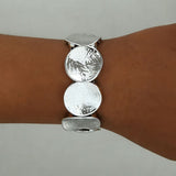 Personality Metal Pleated Geometric Disc Stretch Bracelet Heavy Duty Minimalist