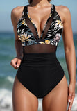 2026 Bikini solid color mesh halter sexy bikini one-piece swimsuit swimsuit