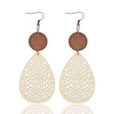 Bohemian Wood Disc and Leather Tassel Earrings