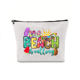 Linen printed cosmetic bag, cosmetic lipstick storage bag, small simple zipper evening clutch bag,