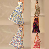 Women's Summer Floral Print Dress - Vacation Style Midi