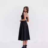 Floral Printed French Lace-Up Halter Dress - Sleeveless Spaghetti Strap Holiday Party Dress with Suspender Detail
