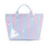 Striped Tote Bag – High-Aesthetic Lightweight Handbag, Commuter Large Travel Shoulder Bag