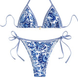 Printed Two-Piece Bikini Set with Adjustable Straps Women's Swimsuit