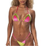 Sexy bikini, metal love decorative swimsuit, spliced women's swimsuit set