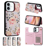 Applicable to Apple 16 painted double buckle four-insert card wallet case 16pro max all-inclusive anti-drop case protective cover