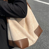 Large capacity suede hobo bag, female contrasting shoulder bag, shoulder bag, slouchy bag