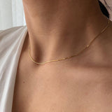 14K Gold Plated Herringbone Choker Necklace - Dainty Thin Snake Chain Layered Jewelry for Women