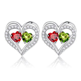 Sterling Silver Birthstone Heart Earrings